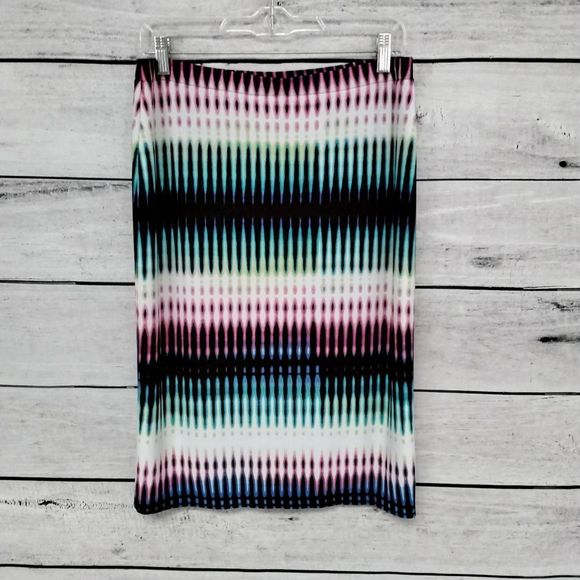 Rafaella Skirt Multicolor Stretch Knit Elastic Waist Pencil  Sz M Slinky Office - Picture 3 of 8